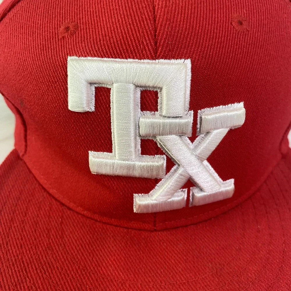 Pit Bull Texas TX Baseball Cap Red White‎ Fitted Flat Bill Embroidered Hat Large